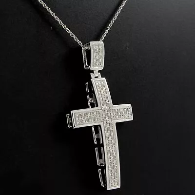 Jesus Cross 1/4ct Real Natural Diamond Pendant Necklace With 18  Chain • $354.06