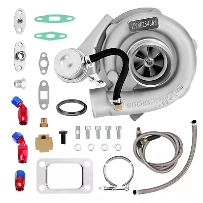 T3 TO4E Turbo Charger .63 A/R .50 + Oil Return Feed Line Kit Oil V Band • $271