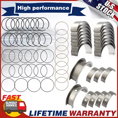 Main & Rod Bearings W/ Piston Rings Kit For Chevrolet LS Gen III IV 4.8L 5.3L V8 • $106.29