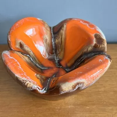 Vintage Vallauris Pottery Orange Decorative Bowl  • £16