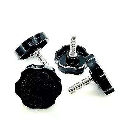 1/4 -28 X 1  Clamping Thumb Screw Bolts Fine Thread Round Black Knob Grip 4 Pack • $12.59