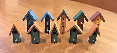 10 Miniature Dollhouse Rustic Folkart Style Birdhouses - 2 Sizes Assorted Colors • $6.99