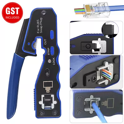 RJ45 EZ Crimper Cat5e 6 7 HD Pass Through Network Connector Crimping LAN Tool • $25.07