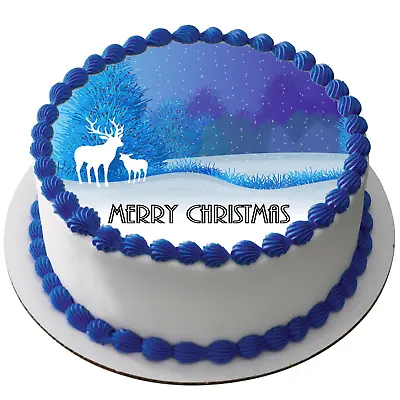 Edible Christmas Rice Paper Cake Topper Decoration 7.5  Round D70 • £8.17