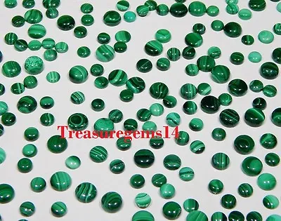 150 Crt WHOLESALE LOT NATURAL GREEN MALACHITE CALIBRATED ROUND CABOCHON GEMSTONE • $15.09