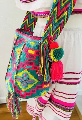 Authentic Wayuu Mochila Handmade Colombian Colorful Bag Large • $55