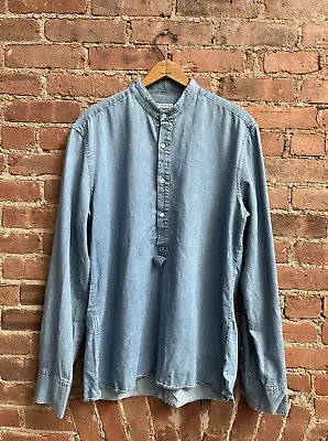 Michael Bastian Men’s Pullover Shirt Sz  16/41 Cotton Chambray Italy • $215
