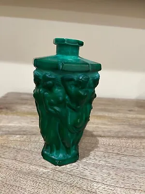 Czechoslovakia Perfume Bottle Bud Vase Art Deco Nudes Glass Czech Vintage • $90