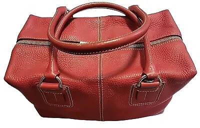 Authentic Vintage Tods TOD'S Red Leather Cube Handbag Shoulder Duffel Bag  • $120