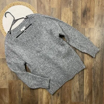 H&M Gray Oversized Cozy V-Neck Sweater Womens Size XS • $11.94