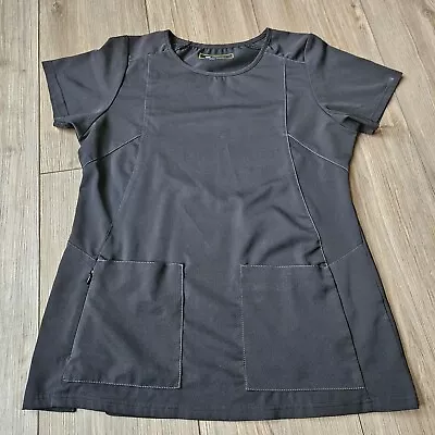 New Wonder Wink Women's Size Medium Black Medical Scrub Top Pockets • $15