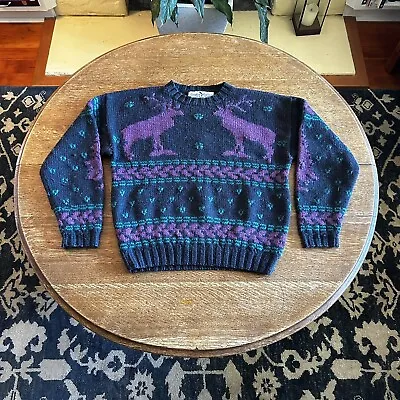 Vintage Hemisphere Outfitters Thick Wool Moose Sweater Size L • $25