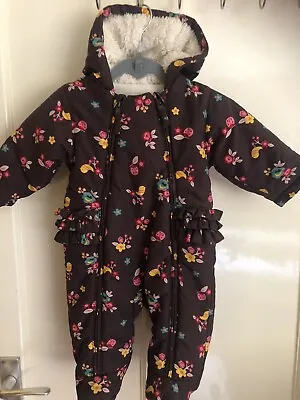 M&S Girls Snowsuit Pramsuit 0-3 Months . Floral • £4