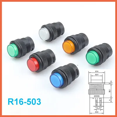 16mm Round Push Button Momentary Latching Switch R16-503 Red Green Blue Yellow • $24.31