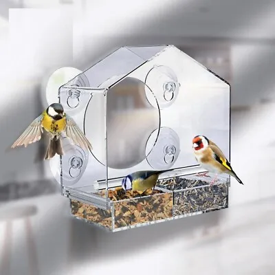 £11.95 • Buy Hanging Window Wild Bird Feeder Feeding Table Clear Perspex With Suction Cup