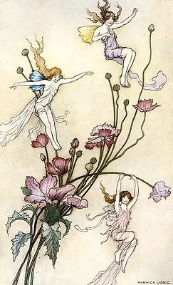 A2 Size Illistrated Vintage Fairy Warwick Goble 1920 Picture Printed On Canvas • £18.99