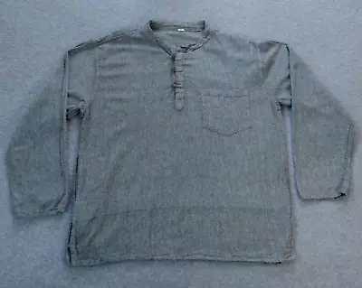 Handmade Womens Shirt XL Grey Made In Nepal Hippie Boho Festival Loose Boxy • $17.55