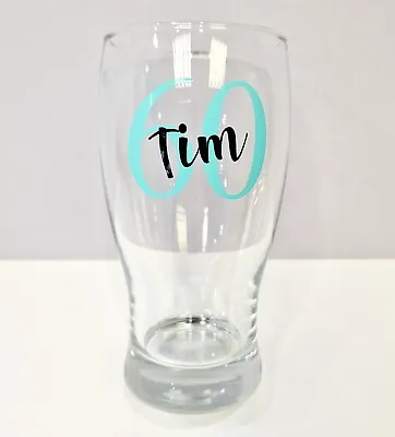 Personalised Birthday Pint Glass 18th 21st 30th 40th 50th 60th Gift For Him Her • £9.99