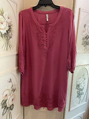 Monoreno Womens  Dress Small Mauve/Wine Bohemian Embroidery High Low • $22