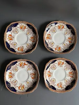 Antique H&K Tunstall 'Regent Derby' Set Of 4 Saucers No Cups England Gold Floral • $42.20