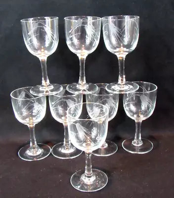 8 Vintage Set Of Wheat Etched Sasaki Sherry Glasses • $24