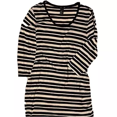 H&M Mama Womens Gray Maternity Tunic Dress Sz M Stripe Scoop Neck Top • $6