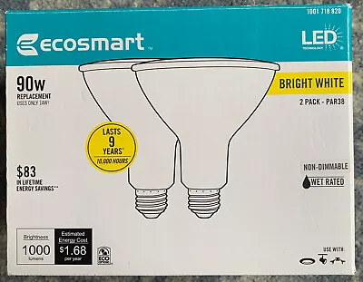 NEW Ecosmart 2 Pack LED 90w PAR38 Outdoor Light Bulbs Bright White Wet Rated • $11