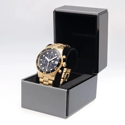 New Genuine Emporio Armani Mens Watch Stainless Steel Yellow Gold & Black Ar5857 • £84.99