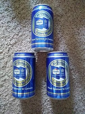 3 Labatts Aluminum EMPTY Beer Cans - XV Olympic Winter Games - Calgary 1988 • $9.99