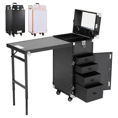 Rolling Manicure Table Foldable Nail Table Makeup Train Case Technician Salon • £49.95