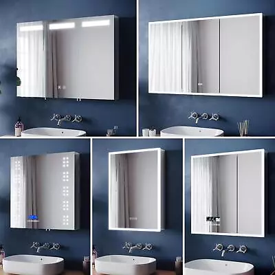 LED Bathroom Mirror Cabinet With Bluetooth Shaver Socket Touch Illuminated Light • £267.99