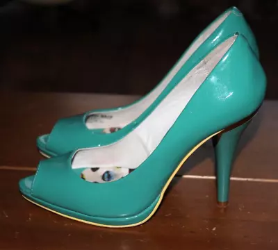 Miss Sixty Uk 3 Eur 36 Ladies Turquoise Heels Peep Toe Shoes Good Condition • £10