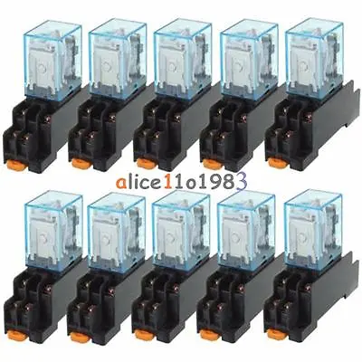 12V DC Coil Power Relay LY2NJ DPDT 8 Pin HH62P JQX-13F With Socket Base • $3.09