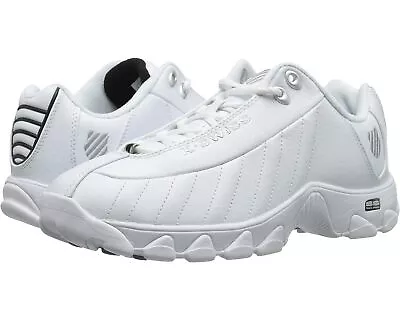 Men K-Swiss ST329 CMF Leather Shoes 03426-129 White Black Silver 100% Original • $74.99