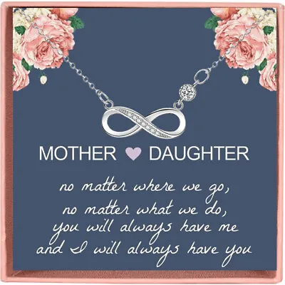 Mother Daughter Necklace 925 Sterling Silver Heart Mothers Day Birthday Gifts UK • £8.99