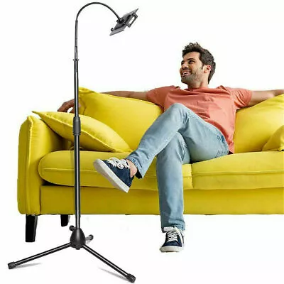 Universal Height Adjustable Tilt Rotate Gooseneck Tripod Floor Stand IPad Tablet • £20.33