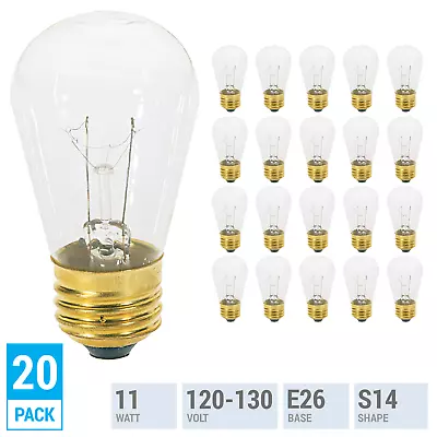 (20 Pack) 11S14/CL CLEAR Patio/String Sign Bulb 11 Watt S14 Medium E26 Base • $18