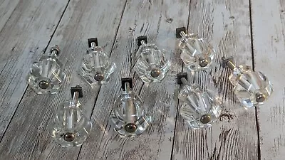 Vintage 1  Clear Glass Cabinet Knobs Drawer Pulls Set Of 8 Restoration • $28