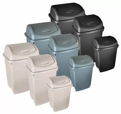 Large Plastic Swing Bin Flip Top Home Kitchen Rubbish Waste Dustbin 50L 25L Bins • £9.50