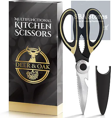 Deer & Oak Premium Kitchen Scissors Heavy Duty - Meat Scissors - Pizza Scissors • £7.79