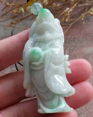 Certified Green Burma Natural A Jade Jadeite Pendant Da Mo Buddha God 576863 • $230.40