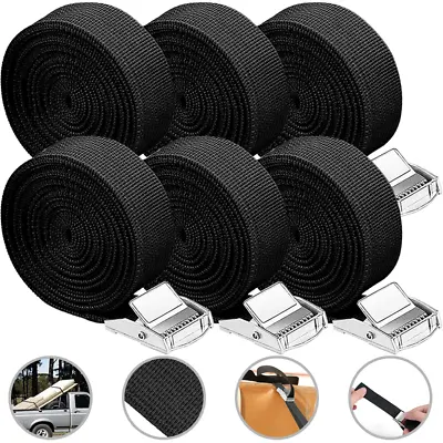 6 X Heavy Duty Ratchet Tie Down Straps Car Roof Rack Belts Quick Release 2.5M • £7.49