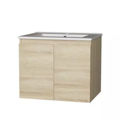 Vanity Unit Basin Cabinet Storage Bathroom Mounted Ceramic 600Mm Oak • $289.95