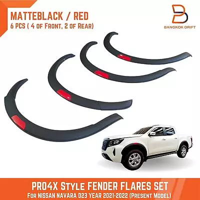 PRO-4X Style Matteblack Red Slim 3  Fender Flares For Nissan Navara D23 2021-23 • $265