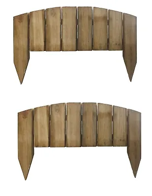 Wooden Picket Border Fence Lawn Fencing Garden Wood Border Log Roll Edging 2Pcs • £18.98