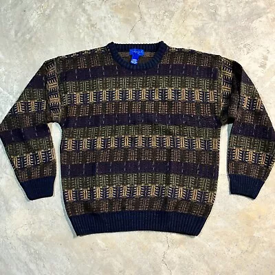 Vintage Town Craft Sz L Knit Sweater Crewneck Pullover Multicolor • $7.99