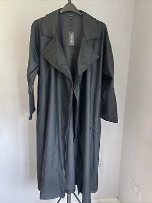 Boohoo Maxi Faux Leather Trench Coat Size 14  • £8