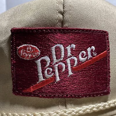 Dr Pepper Vintage Twill Cap Tan With Patch And Leather Adj Strap Preowned Golf • $35.99
