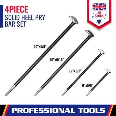 $26.99 • Buy New 4Pc Solid Pry Bar Set Steel Prying Kit Rolled Heel Prying Pinch Lever Bars
