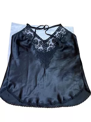 VTG Maidenform Chantilly Black Camisole Nylon Lacy Trim Size 34 Feminine Sexy • $28.50